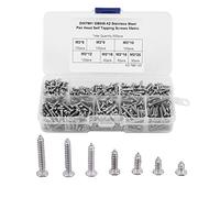 500 piezas Tornillos M3 Tornillos autorroscantes de cabeza redonda con accionamiento transversal Surtido de sujetadores con caja de plástico(Stainless Steel 304)