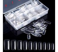 500 Piezas Uñas Postizas Acrilicas Tips Uñas Artificiales Transparentes Uñas Falsas Cubierta Completa con Caja para Diseños Uñas Mujeres, 10 Tamaños