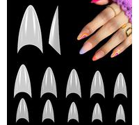 500 Piezas Uñas Postizas Estileto Francesa Blancas Cortas para Extensión Nail Art Acrilicas, LEA-SHALL Tips Uñas de Gel Kit Falsas Puntas Artificiales Semipermanentes Diseño
