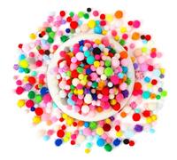 500 pompones de 1 a 3 cm de colores para manualidades, mini mezcla de pompones para fabricación de artesanías, bolas de fieltro de colores diferentes tamaños, pompones para manualidades para niños y