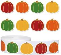 500 Pz Pegatinas de Otoño de Calabaza de Acción Gracias Rollo de Autoadhesivas de Otoño Decoraciones Para Adornos Artesanales Para Fiestas De AccióN De Gracias Halloween (Tipo2)