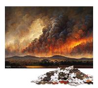500 Rompecabezas Cuadrados Creativos de Madera para Adultos sobre Incendios Forestales Australianos III, Juegos de Desafío Únicos, 52x38cm