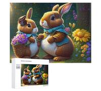 500 sierras de calar para adolescentes, cesta de conejo de Pascua con flores para adultos, juguete de decoración de pared, corte de precisión, gran regalo para juegos, 500 piezas