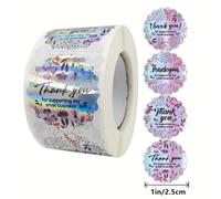 500 Stickers por Rollo, Rainbow Laser Gracias por Etiquetas Adhesivas Decorativas Comerciales