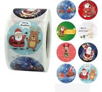 500 Stück Weihnachtsaufkleber - Runder Aufkleber - Dekorative Etiketten für Weihnachten - Geschenktüten, Geschenkpapier, Papiertüten