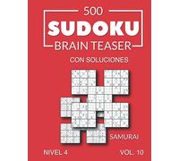 500 Sudoku Brain Teaser Samurai con soluciones: Nivel 4, Vol. 10