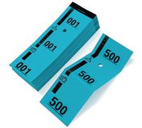 500 tickets de vestuario azul numerados - papel cartón muy resistente para uso profesional - 3 persianas desmontables - tamaño 5 x 14 cm - ideal para eventos, fiestas, asociaciones, loterías