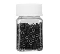 500 Uds cuentas de silicona de aluminio tubos de extensión de cabello microanillos decoraciones para trenzado de cabello (Negro 1#)