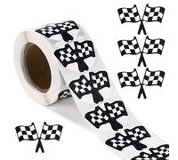 500 Uds Pegatinas Banderas a Cuadros, Papel Recubierto Pegatinas Autoadhesivas a Cuadros 3,8x2,4cm Pegatinas Bandera a Cuadros en Blanco y Negro Calcomanía de Bandera a Cuadros de Carreras