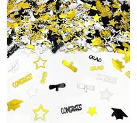 500 unidades de confeti con purpurina, decoración de graduación, color negro, dorado y plateado, decoración de graduación, confeti, examen de aprobación, regalo de examen