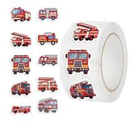 500 unidades de máquinas de bomberos impermeables para niños, 500 pegatinas impermeables para camiones de bomberos, 500 unidades, pegatinas de cartas, recipientes de de dibujos animados