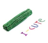 500 unidades limpiador de pipas con purpurina de chenilla verde 30 cm multicolor felpa flexión Navidad chenilla tallos espumillón alambre limpiador de pipas para manualidades para niños DIY arte