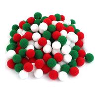 500 unidades mini pompones multicolor,15 mm,bolas pequeñas,bolas felpa,bolas fieltro,decoración para cumpleaños y bodas,decoración divertida,manualidades,costura,artesanía,color rojo,verde y blanco