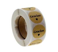 500 unidades/rollo de etiquetas adhesivas de agradecimiento, pegatinas redondas de agradecimiento en español para tarjetas de álbum de recortes DIY, juego de bloques de sellos transparentes