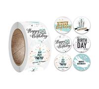 500 Unids/Rollo Niños Niños Bebé Dibujos Animados Feliz Cumpleaños Etiquetas Adhesivas Redondas Para Tarjetas De Scrapbooking Sobres Decoración Fiesta Etiqueta Regalo Pegatinas Boda Oro