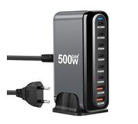 500 W, 8 Puertos USB, Cargador USB de Carga Rápida para Macbook Pro/Air,iPad Pro/Air,Sumsung, Negro