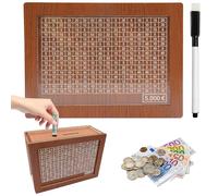5000 Euro Hucha de Madera, Caja de Ahorros de Madera Reutilizable, Huchas para Adultos y Niños