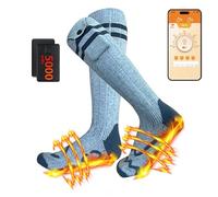 5000mAh Calcetines Calefactables con App Control,Recargable Calcetín Calefactor,4 Niveles de Temperatura,Calentadores Eléctricos de Pies para Esquí de Invierno, Ciclismo(Gray)