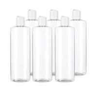 500Cosmetics Botella transparente de plastico PET 500 ml con tapón de disco blanco rellenable para gel, champú, colonias, lociones, gel hidroalcoholico (6)