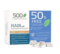 500Cosmetics Hair- Cápsulas para Prevenir y Evitar la Caída del Pelo con L-Cysteine y Zinc - Hombre y Mujer. 2 cajas - 120 capsulas - 2 meses