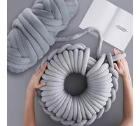 500g/20m Hilo Tubular Grueso, Brazo Hilo de Tejer Transpirable, Grueso Hilos de Tubo de Algodón para Crochet, Poliéster Hilo de Algodón de Relleno para Tejer Alfombras Cojines y Camas Mascota (Gris)