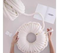 500g/20m Hilo Tubular Grueso, Brazo Hilo de Tejer Transpirable, Grueso Hilos de Tubo de Algodón para Crochet, Poliéster Hilo de Algodón de Relleno para Tejer Alfombras Cojines y Camas Mascota (Blanco)