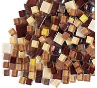 500g Irregular Crystal Mosaic Tiles,Pequeñas Partículas de Color Decal Glass Mosaic Tiles Artesanía de Cristal para DIY Materiales decorativos hechos a mano(serie café marrón)