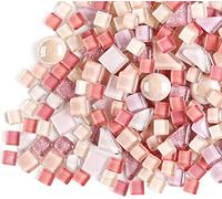 500g Irregular Crystal Mosaic Tiles,Pequeñas Partículas de Color Decal Glass Mosaic Tiles Artesanía de Cristal para DIY Materiales decorativos hechos a mano(Sakura Pink Series)