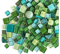 500g Irregular Crystal Mosaic Tiles,Pequeñas Partículas de Color Decal Glass Mosaic Tiles Artesanía de Cristal para DIY Materiales decorativos hechos a mano(serie verde)