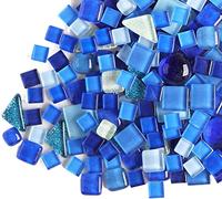 500g Irregular Crystal Mosaic Tiles,Pequeñas Partículas de Color Decal Glass Mosaic Tiles Artesanía de Cristal para DIY Materiales decorativos hechos a mano (serie azul)