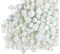 500g Irregular Crystal Mosaic Tiles,Pequeñas Partículas de Color Decal Glass Mosaic Tiles Artesanía de Cristal para DIY Materiales decorativos hechos a mano(serie blanca)