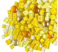 500g Irregular Crystal Mosaic Tiles,Pequeñas Partículas de Color Decal Glass Mosaic Tiles Artesanía de Cristal para DIY Materiales decorativos hechos a mano(serie amarillo limón)