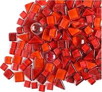 500g Irregular Crystal Mosaic Tiles,Pequeñas Partículas de Color Decal Glass Mosaic Tiles Artesanía de Cristal para DIY Materiales decorativos hechos a mano (serie roja)