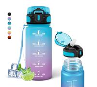 500ml, Botella Reutilizable con Pajita, Cantimplora Infantil, Fácil de Limpiar, Deportiva, Marca de Tiempo, Botella de Agua para Agua, Café, Té, Leche, Jugo