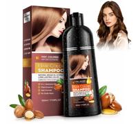 500ML Castaño Marrón Champú Tinte 4 en 1, Hair Dye Shampoo Natural para Cubrir Canas,Cobertura Natural de Canas,Champú Colorante,Tinte Cabello Hombres y Mujeres,Fácil de Usar,Cuidado Diario