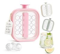 500ML Cubo de hielo portátil de silicona, botella de hielo de 19 bolas (2, rosa)