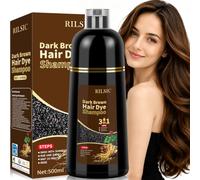 500ml Dark Brown Hair Dye Shampoo 3 en 1, Champu Color Instantáneo tinte pelo, Champu tinte Canas, Champú tinte Cubre Canas, Tinte de pelo en minutos Champú tinte para Mujer Hombres