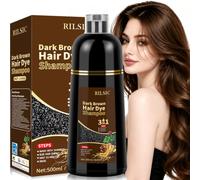 500ML Hair Dye Shampoo 3 en 1, Champu Tinte Cubre Canas, Champu para Canas, Champú Tinte Pelo Instantáneo, Shampoo Color Tinte de Pelo en Minutos Champú Tinte Mujer y Hombre (Castaño Oscuro)