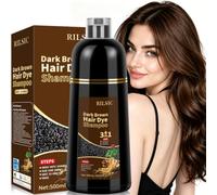 500ML Hair Dye Shampoo 3 en 1, Champú Tinte Pelo, Champu tinte Canas, Champú Color Cabello Instantáneo, Shampoo Color Tinte Pelo en minutos, Champu tinte Cubre Canas Hombre Mujer (Castaño Medio)