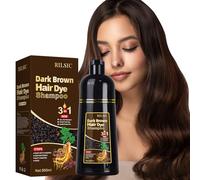 500ML Hair Dye Shampoo 3 en 1, Champú Tinte Pelo Negro, Champu tinte Canas, Champú Color Cabello Instantáneo, Shampoo Color Tinte Pelo en minutos, Champu tinte Cubre Canas Hombre Mujer (Marrón Oscuro)