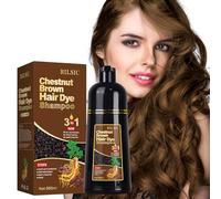 500ML Hair Dye Shampoo 3 en 1, Champú Tinte Pelo Negro, Champu tinte Canas, Champú Color Cabello Instantáneo, Shampoo Color Tinte Pelo en minutos, Champu tinte Cubre Canas Hombre Mujer (Castaño)