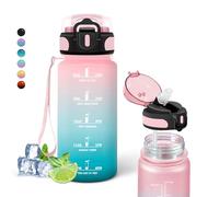 500ml, Niños con Pajita, Deporte a Prueba de Fugas, Fácil de Limpiar, Cantimplora Niños para la Escuela, Oficina, Viajar, Colegio, Acampar, Correr, Rosa-cian