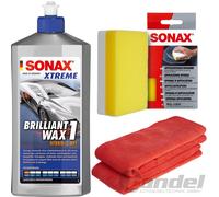 500ml SONAX XTREME BRILLANTE CERA 1 HÍBRIDO NPT + ESPONJA + PAÑO DE MICROFIBRA