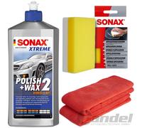 500ml SONAX Xtreme Pulido + Cera 2 Hybrid Npt Coche Esponja & 2x Paño Pulido