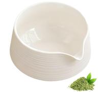 500ML Tazón de Cerámica Hecho a Mano para Té Verde Con Vertedor, Tazón de Té de Cerámica Tradicional Matcha, Cuencos de Té para Oficina Ideal para Los Amantes del Té o Como Regalo (Blanco)