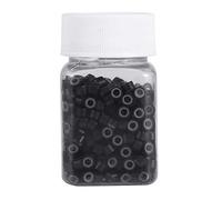 500PCS 5MM Cuentas de extensión de cabello, anillos de enlace forrados de silicona Bucles para extensión de cabello humano 5 colores sin deslizamiento(negro)