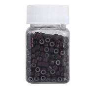 500PCS 5MM Cuentas de extensión de cabello, anillos de enlace forrados de silicona Bucles para extensión de cabello humano 5 colores sin deslizamiento(marrón medio)
