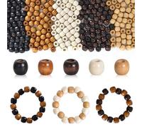500pcs Cuentas de Madera Natural, 5 colores Cuentas con Agujero Grande,Cuentas de Macramé, Cuentas Espaciadoras Sueltas para Manualidades,Trenzas de pelo y Decoraciones(12 mm, agujero: 5 mm)