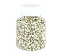 500pcs Hair Extension Silicone Rings Double Layers Firmly Clamp Micro Link Beads Micro Links Hair Beads for Hair Salon (Amarilla)