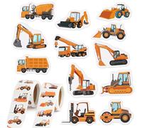 500pcs Pegatinas Infantiles de Tractores Excavadora 2.5cm Rollo de Pegatinas Vehículos de Construcción para Niños Stickers Infantiles Regalo para Niños Material Scrapbooking